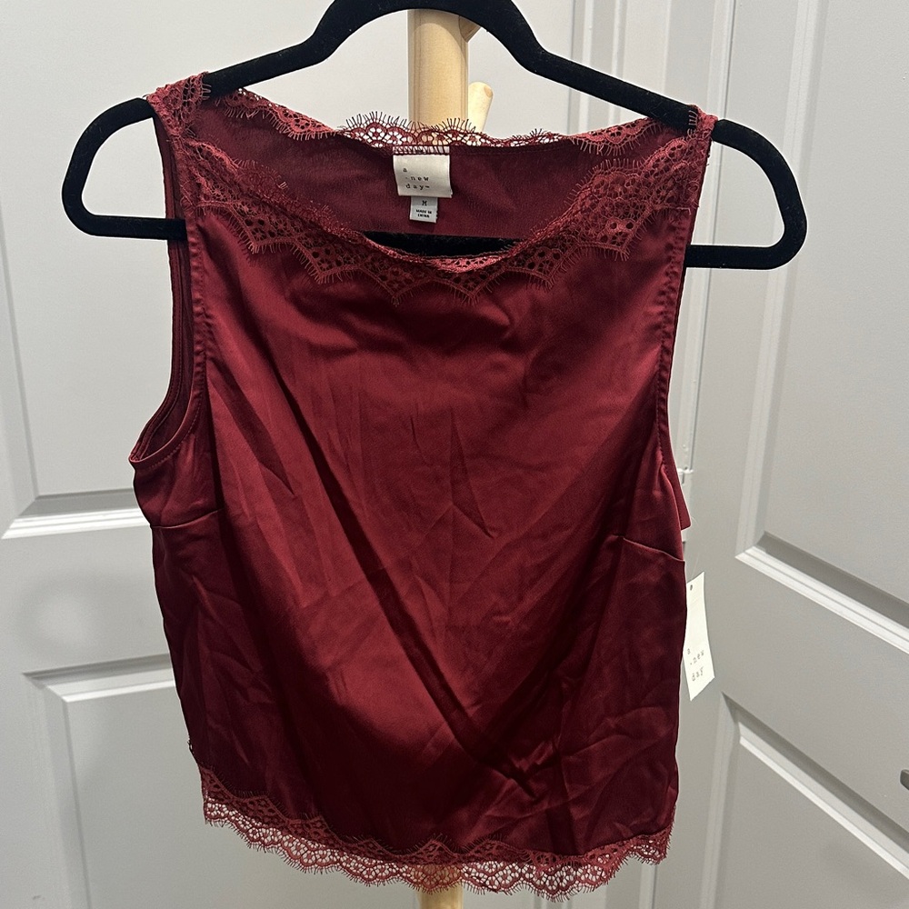 a new day Burgundy Lace Sleeveless Blouse